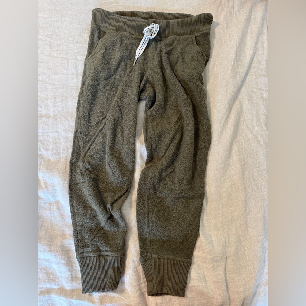 Soft Sherpa aerie joggers. Dark green size small